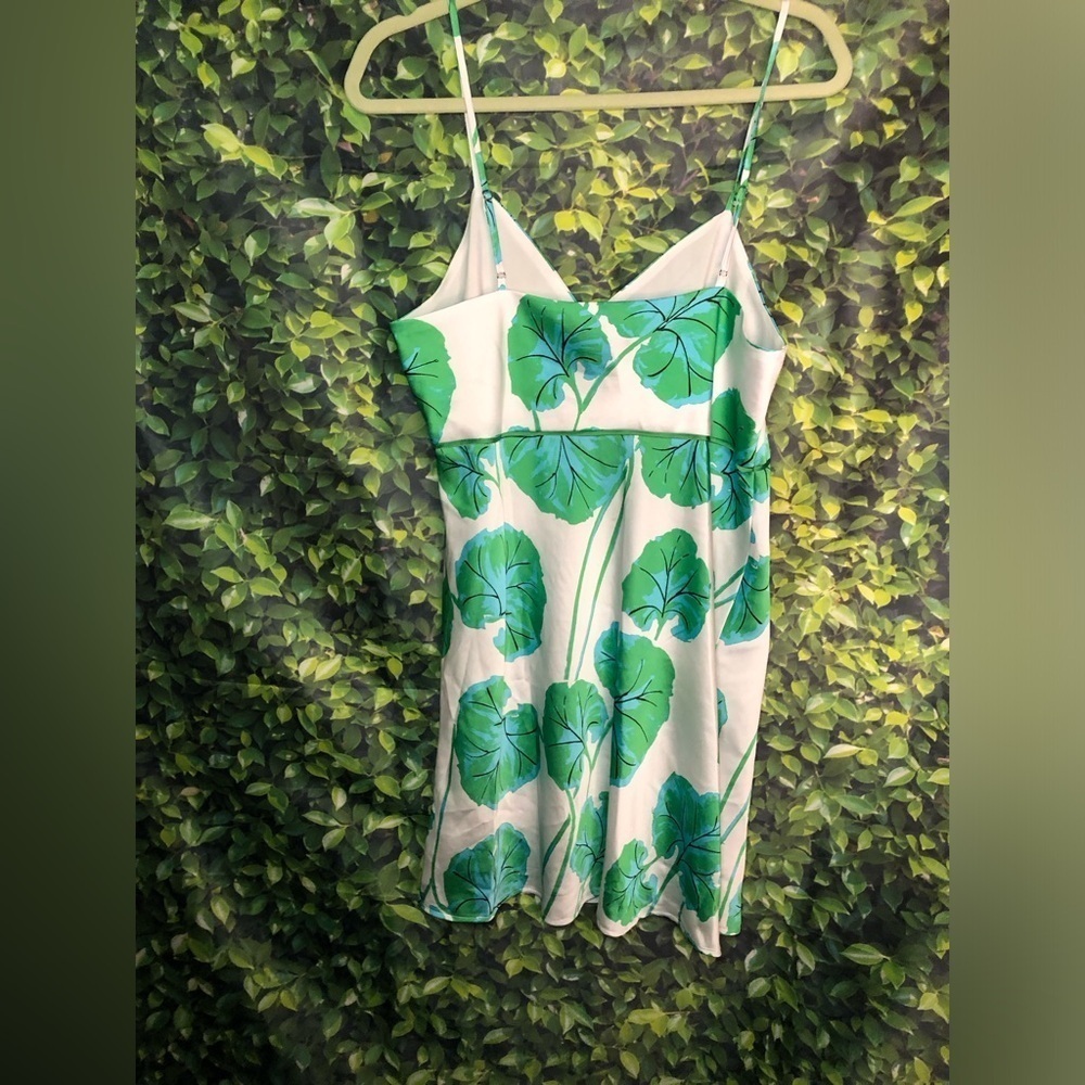 Diane Von Furstenburg Green Leaf Print Slip Dress - Picture 9 of 15